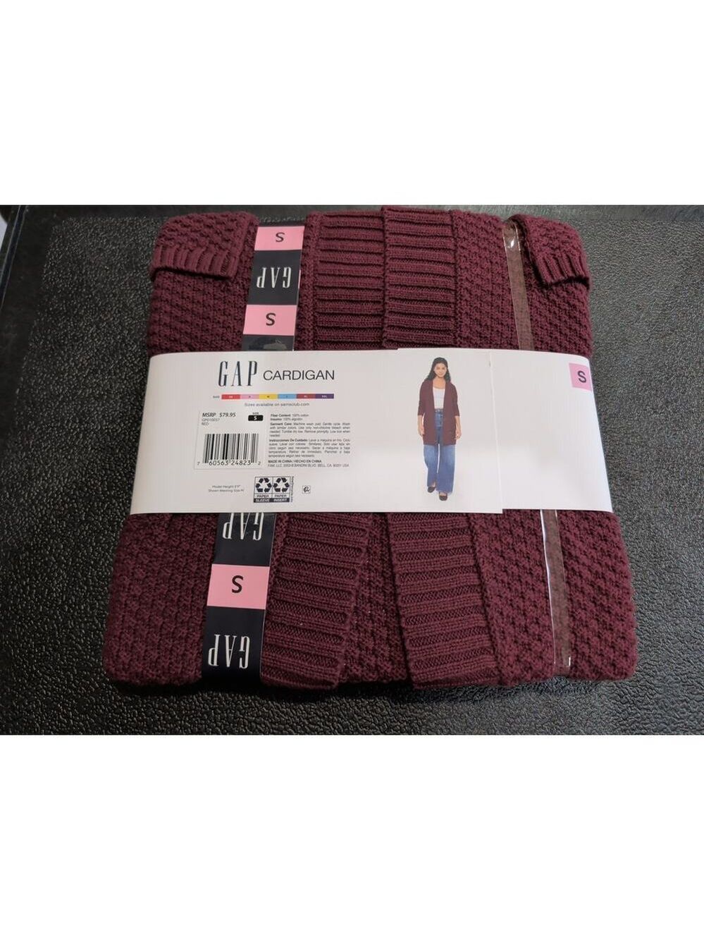 Gap Women's Long Sleeve Cardigan Red Burgundy Size S - Picture 4 of 4